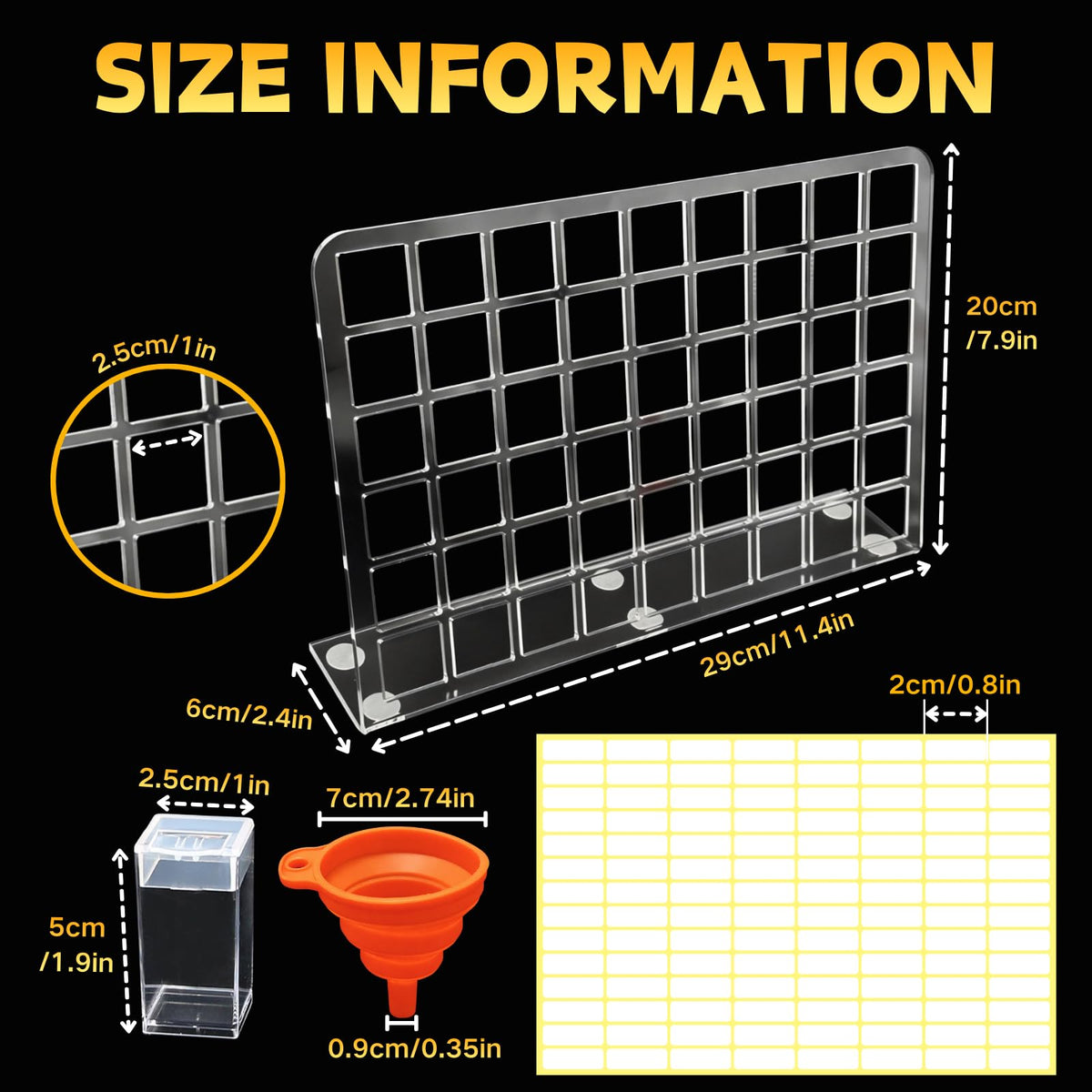 54-Jar Diamond Painting Storage Rack, Diamond Art Storage Containers with 75° Slanted Display, Funnel, Labels, Anti-Slip Pads, for Bead Storage, Jewelry, DIY Crafts, Thick Acrylic Tidy Desk Organizer