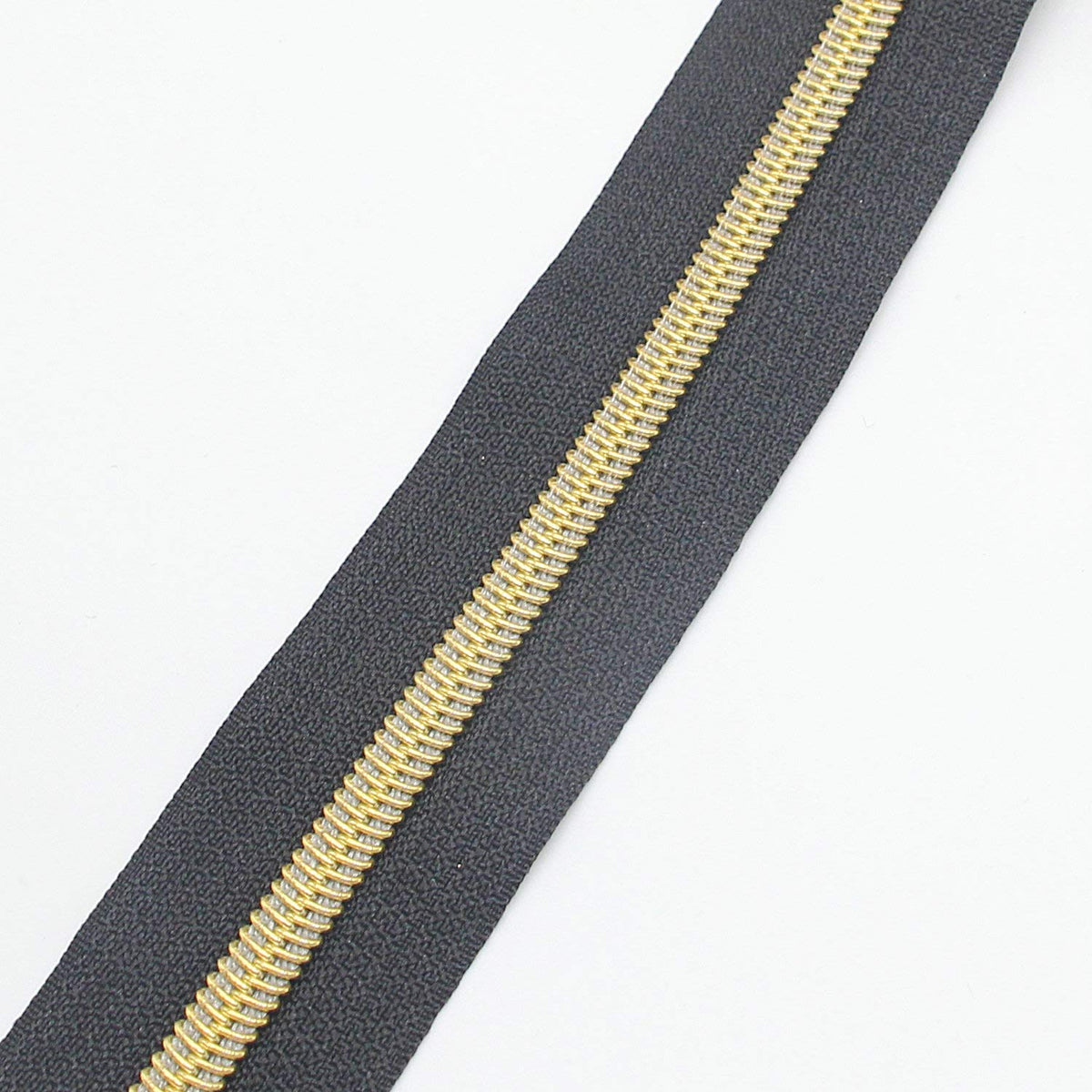 Leekayer #5 Gold Metallic Nylon Coil Zippers by The Yard Bulk 10 Yards Black Tape with 25pcs Gold Sliders for DIY Sewing Tailor Craft Bag(Black)