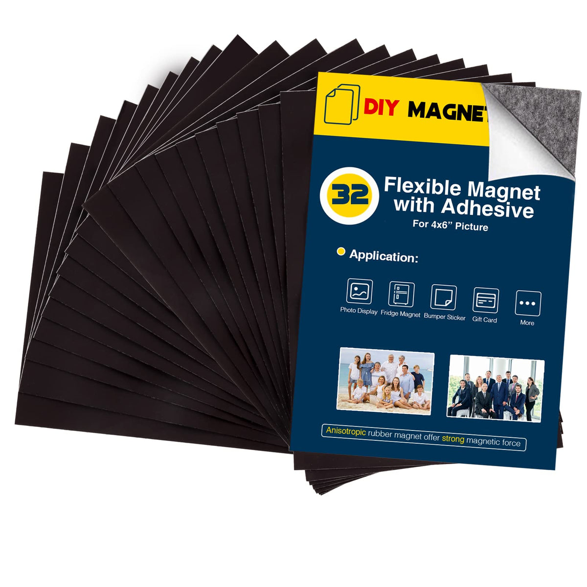 Magnetic Sheets with Adhesive Backing for 4x6 Pictures(Pack of 32),Adhesive Photo Magnets for Home/Classroom/Office,Magnets for Refrigerator