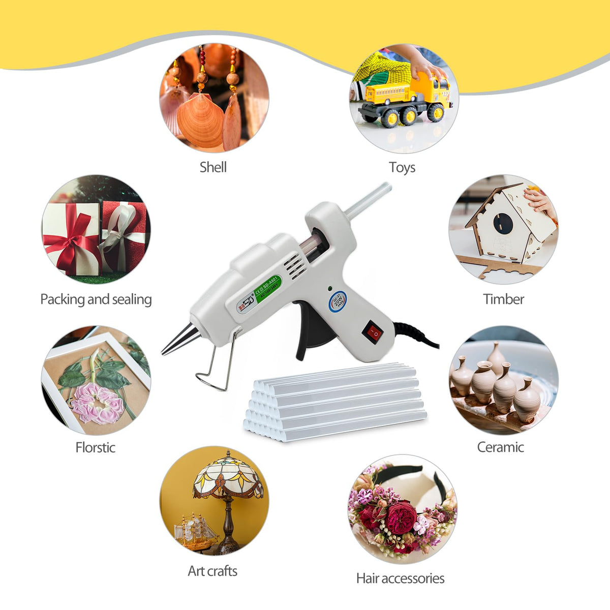 Krightlink Hot Glue Gun Kit with 120 Glue Sticks, Fast Preheating Hot Melt, High Temp for School Crafts DIY Arts and Quick Home Repairs (20w)