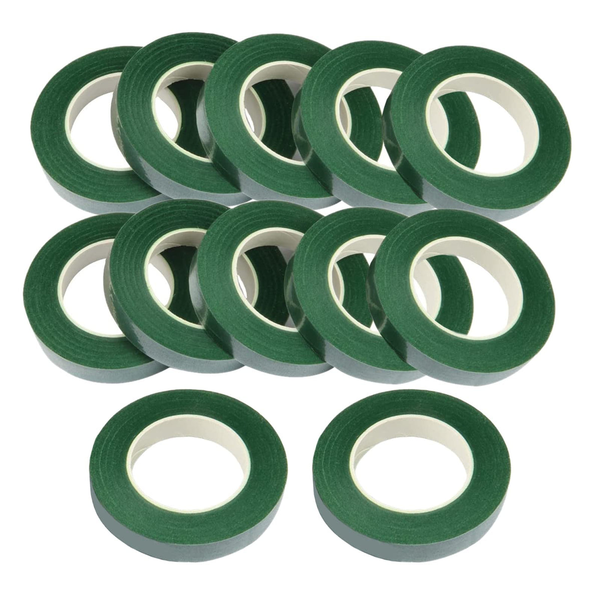 Cettkowns 12 Rolls 1/2 Inch 30 Yard Green Floral Tape for Bouquet Stem Wrapping - Adhesive, Waterproof and Flexible (Dark Green)