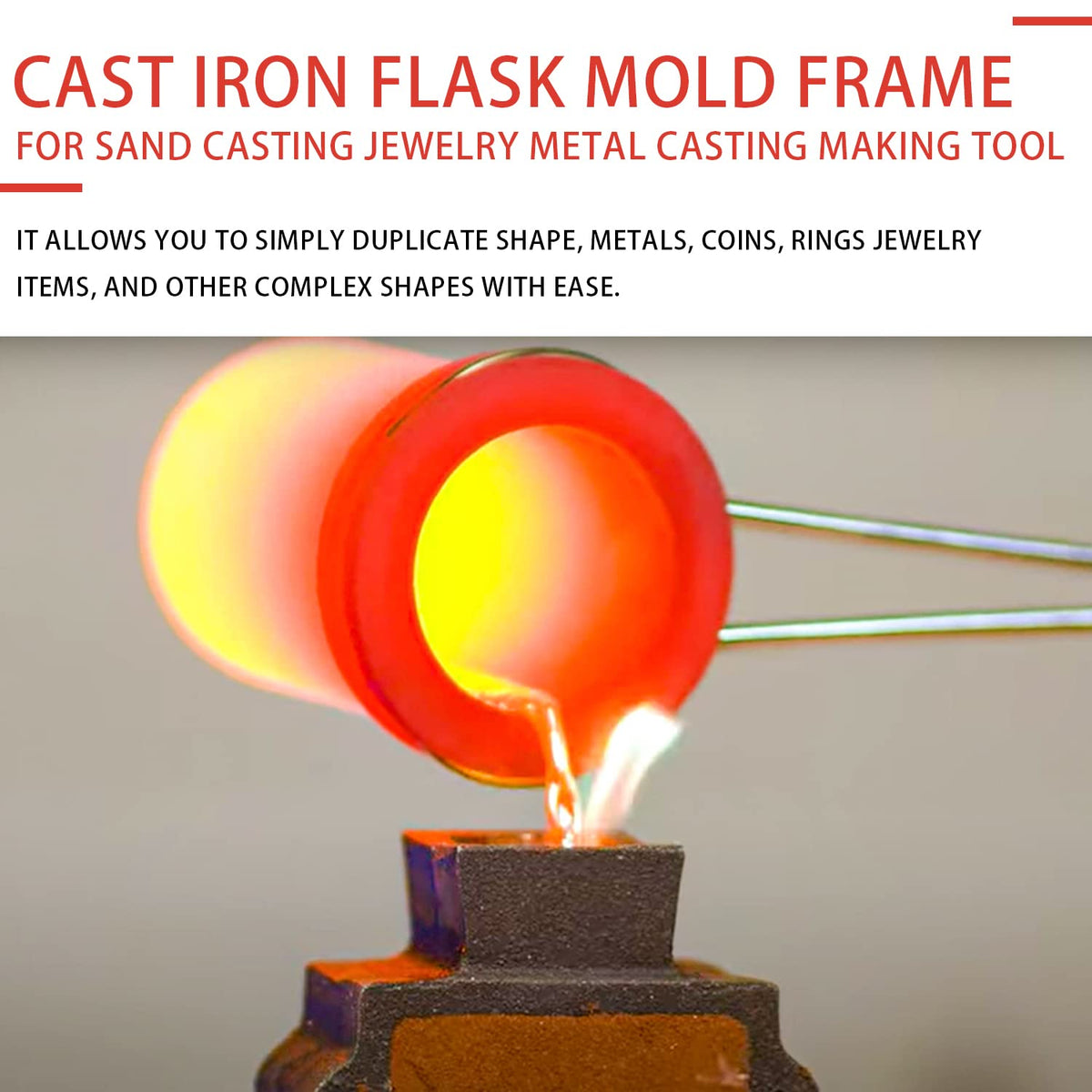 2-Part Cast Iron Flask Mold Frame for Sand Casting Jewelry Metal Casting Making Tool
