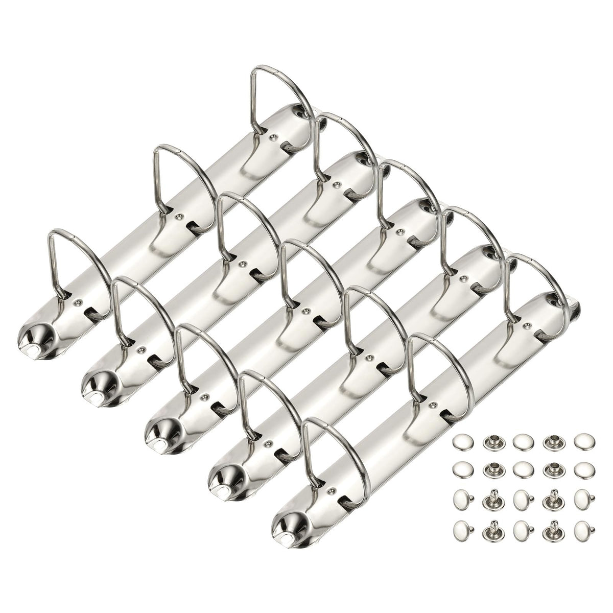 PATIKIL A5 3 Hole Ring Binder Mechanisms, 5 Set 1.5" D Ring Replacement Binder Planner Loose Leaf Binding Spines for Organizers DIY Fill Paper Storage Folder Accessories, 26mm Silver Tone