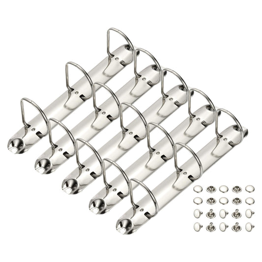 PATIKIL A5 3 Hole Ring Binder Mechanisms, 5 Set 1.5" D Ring Replacement Binder Planner Loose Leaf Binding Spines for Organizers DIY Fill Paper Storage Folder Accessories, 26mm Silver Tone