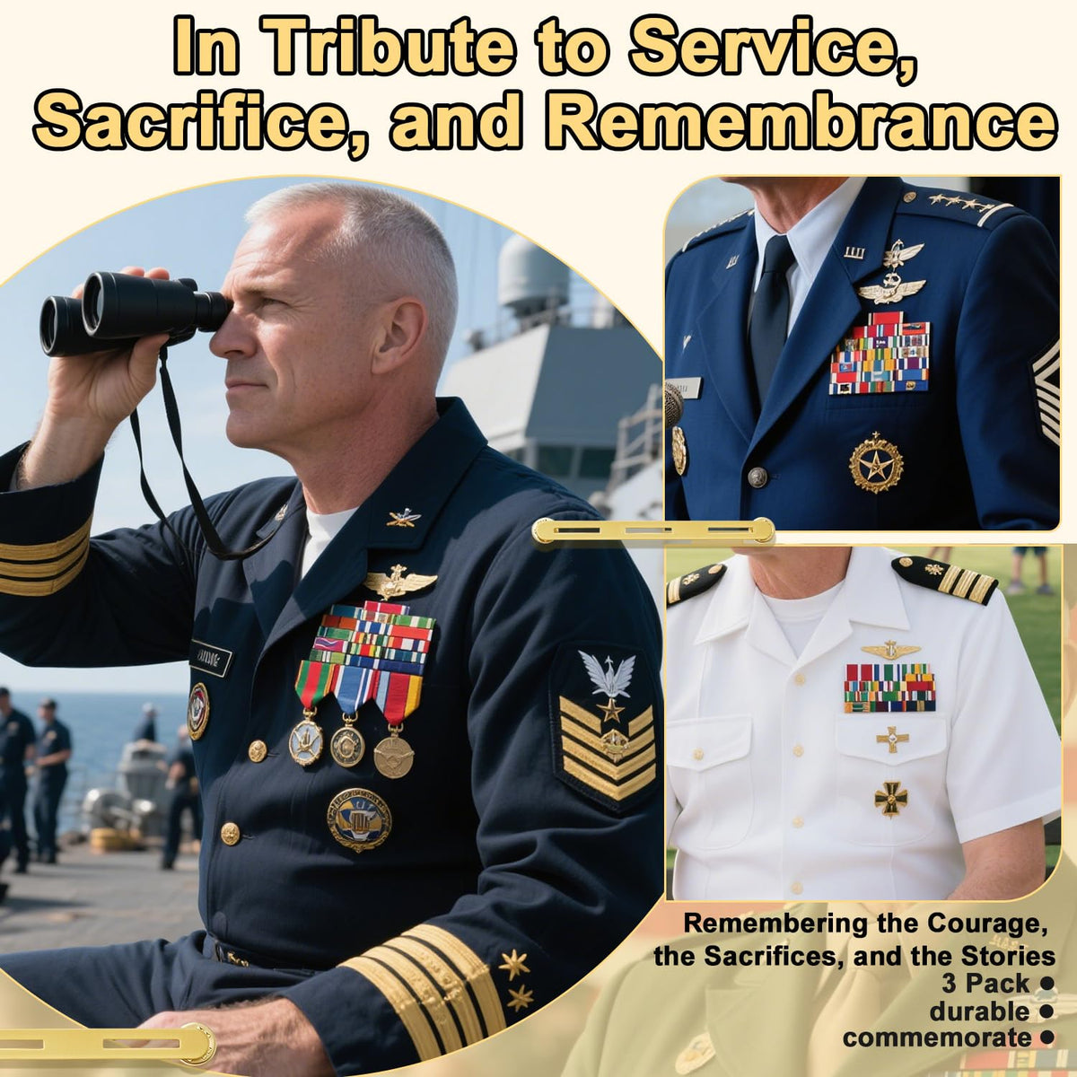 Military Ribbon Holding Bar 1 and 3 Ribbon Mounting Bar for Uniforms Organizer Holder