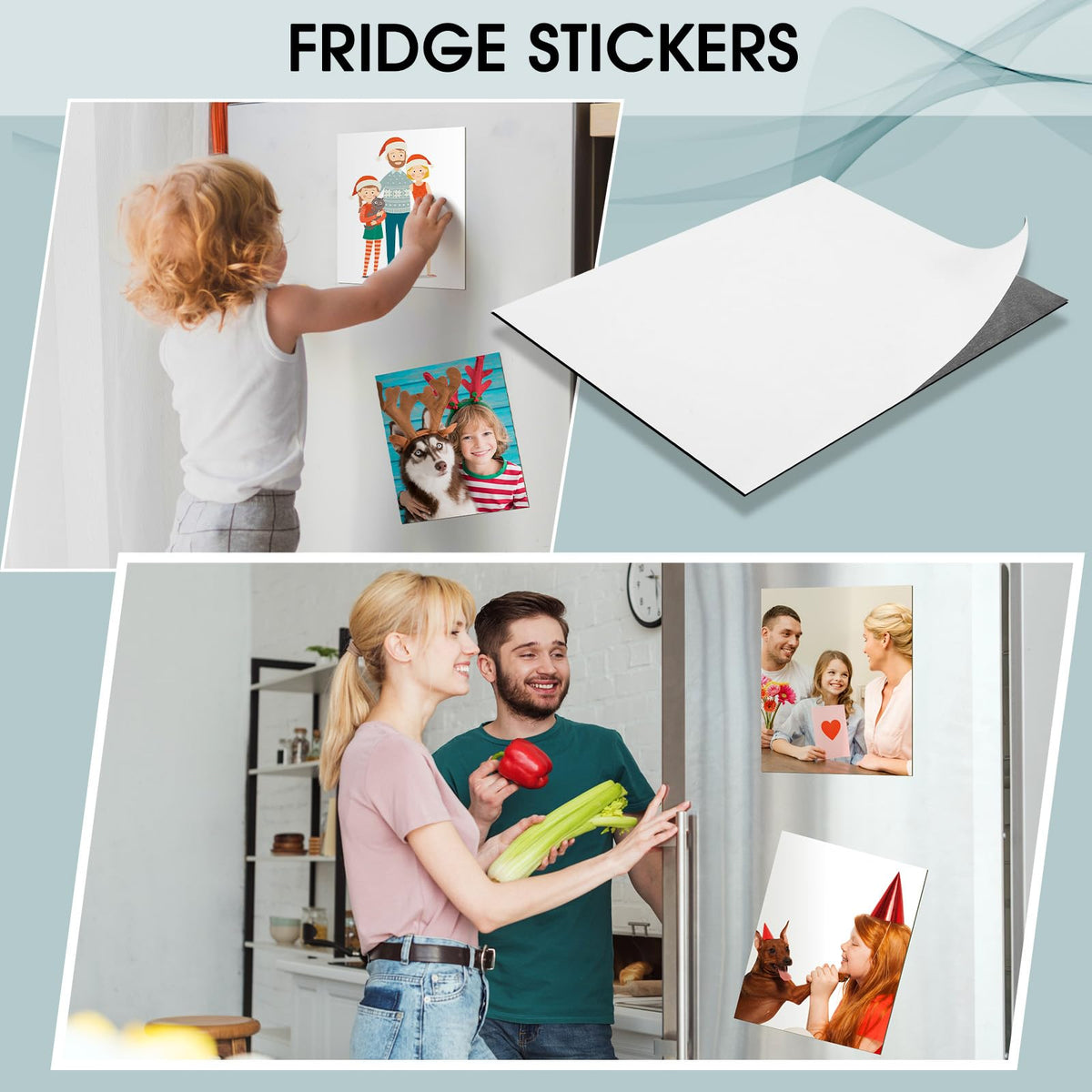Xuhal 100 Pcs Magnetic Adhesive Sheets 4 x 6 Inch Flexible Magnetic Sheets with Adhesive Backing Self Paper Easy to Cut for Craft Photo Home Fridge Office Black