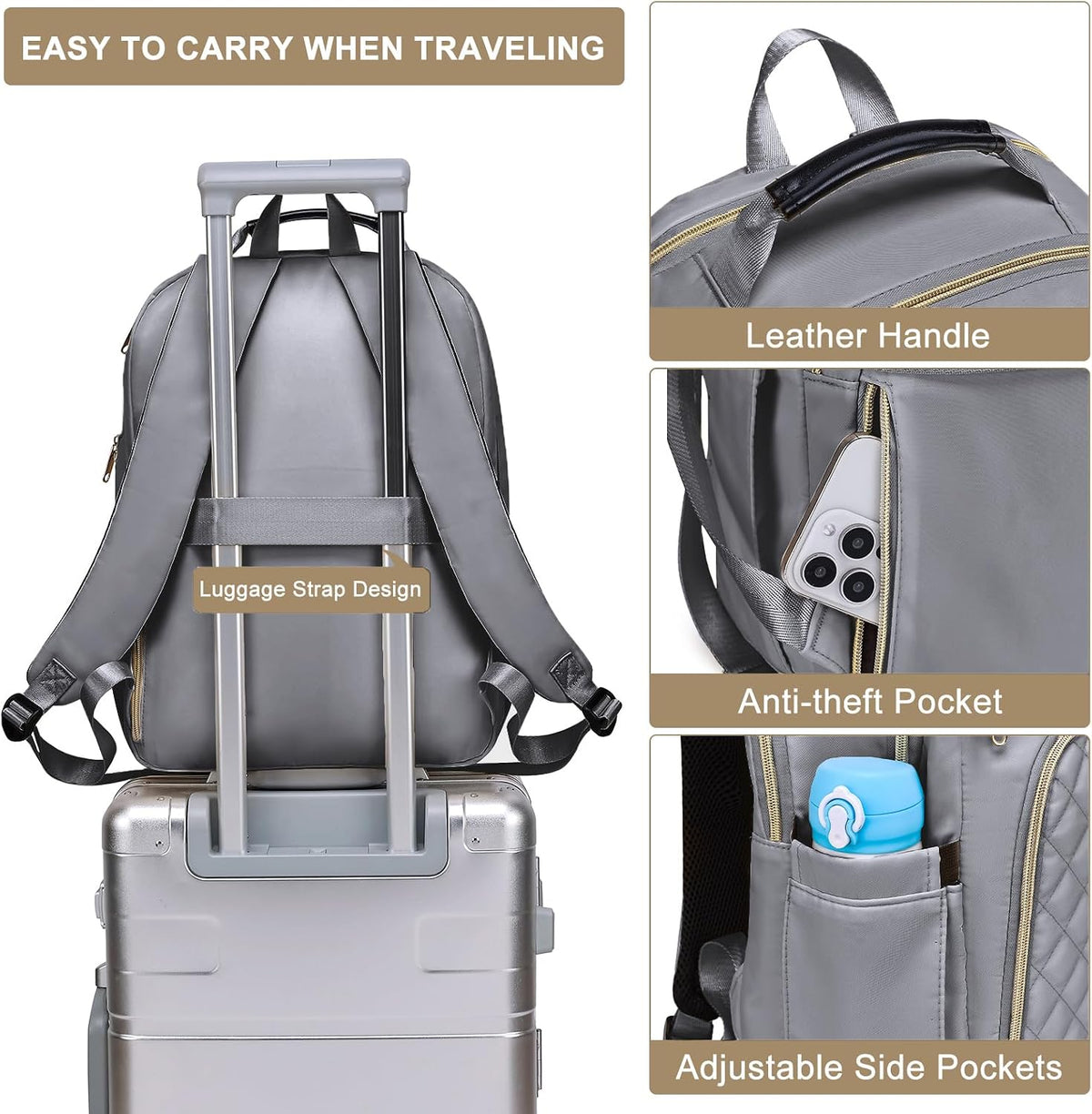 Backpack Backpack, 17.3 Inch Pack Daypacks, for Women, Large School Girls Bookbag with USB Charging Port, Work Travel