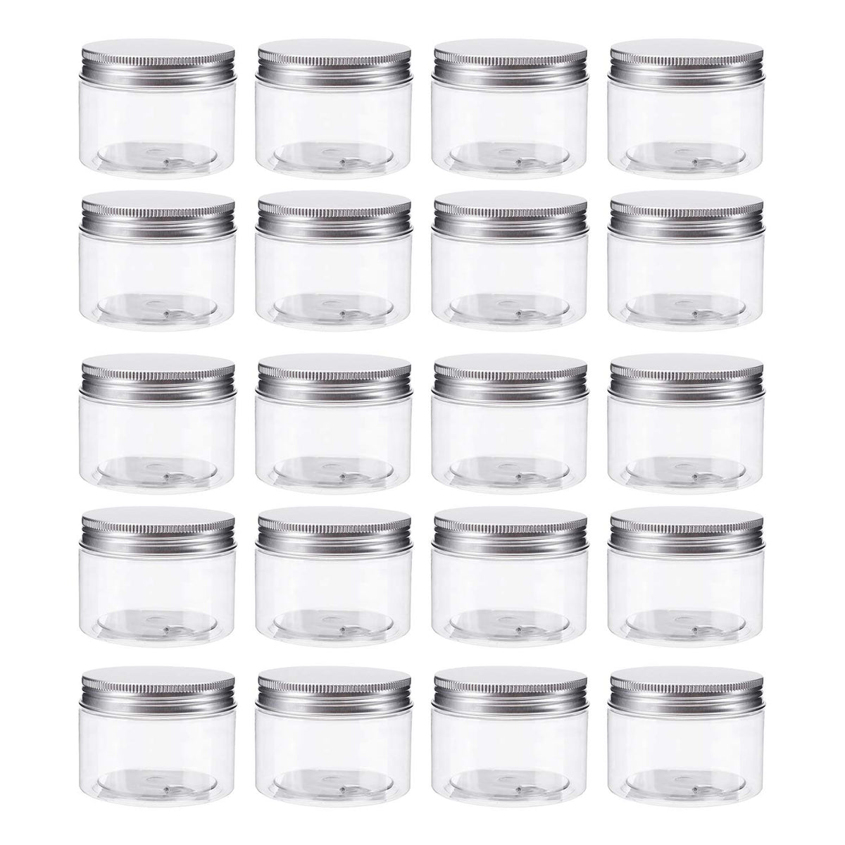 Bekith 20 Pack 4 Ounce Clear Plastic Storage Jars Containers With Screw-on Lids, Refillable BPA Free Small Round Slime Containers for Kitchen & Household Storage