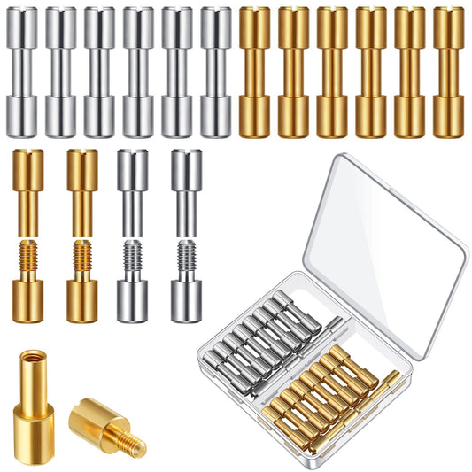 Charniol 20 Sets Brass Bracket Bolt Fasteners and Stainless Steel Bracket Bolt Fasteners Tactical Lock Rivets Knife Making Supplies Handle Pins Knife Screws for Handles, Head Diameter 6 mm