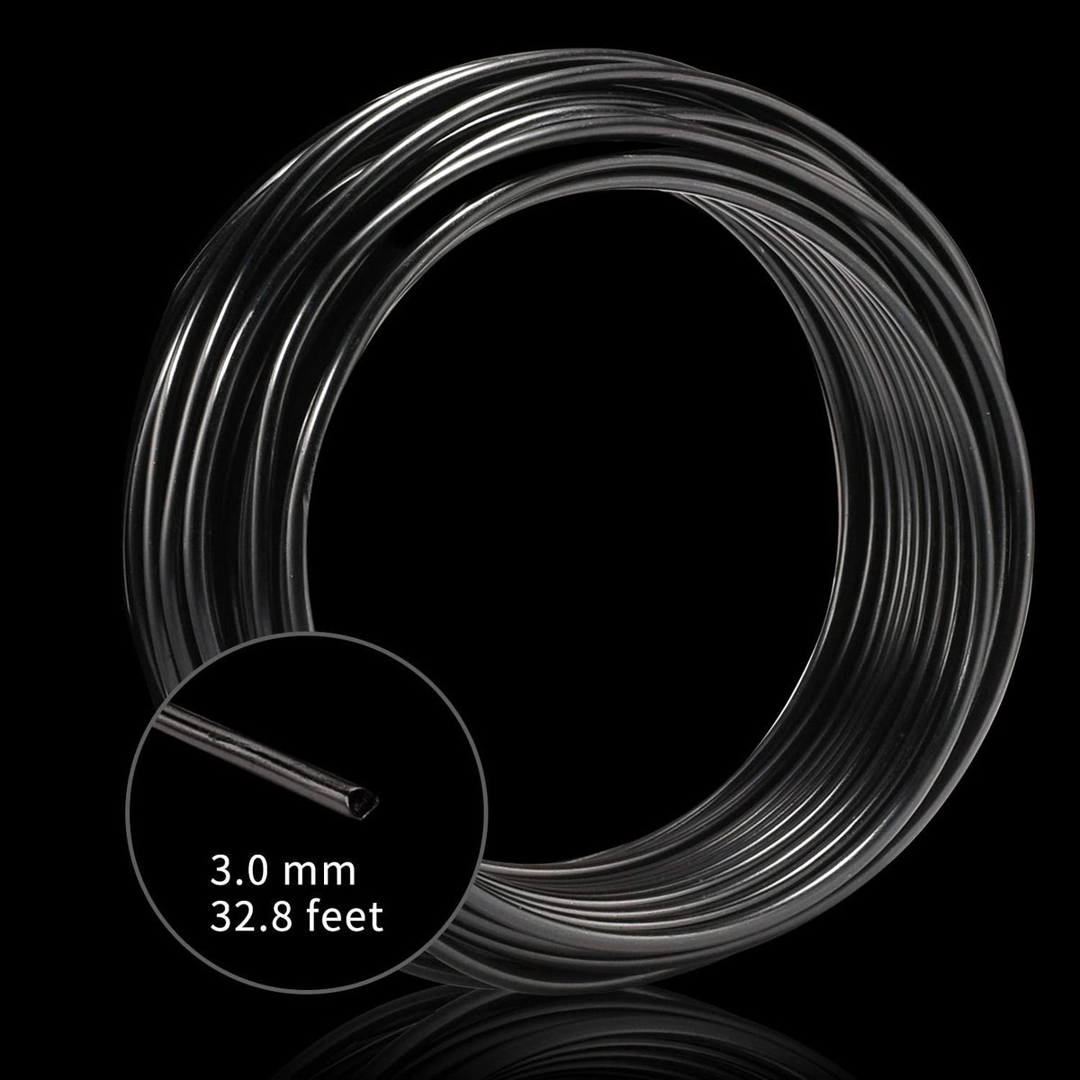 KSVZS Aluminum Wire Black 9 Gauge 3.0 mm 32.8 Ft(10 M) Anodized Bendable Metal Craft Wire for DIY Floral