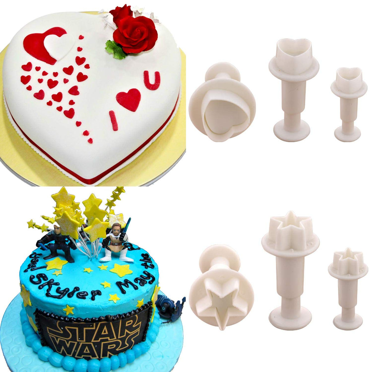 M MOACC Cake Tools 36 Piece Fondant Cake Cookie Plunger Sugarcraft Flower Leaf Butterfly Heart Shape Decorating Mold DIY Icing Plunger Tools