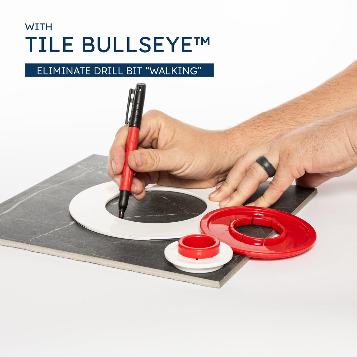 Crowne Tools Tile Bullseye Multi-Size Tile Drilling Template & Guide, 4 Interlocking Rings, Durable Plastic, Precise Alignment