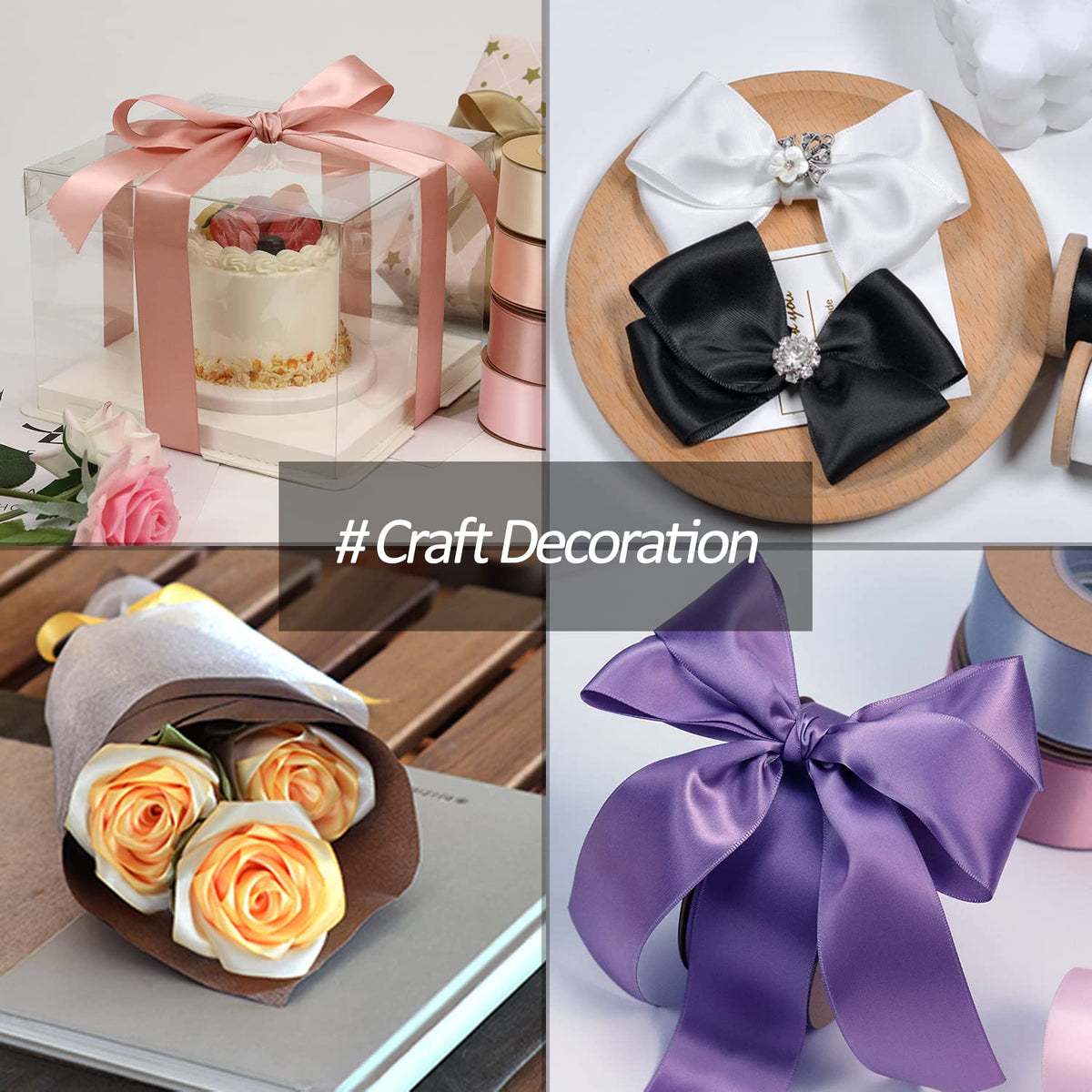 1-1/2" Wide x 100 Yards Single Faced Satin Ribbon - White, Use for Bows, Bouquets, Gift Wrapping, Wedding Decorations, Floral Arrangements