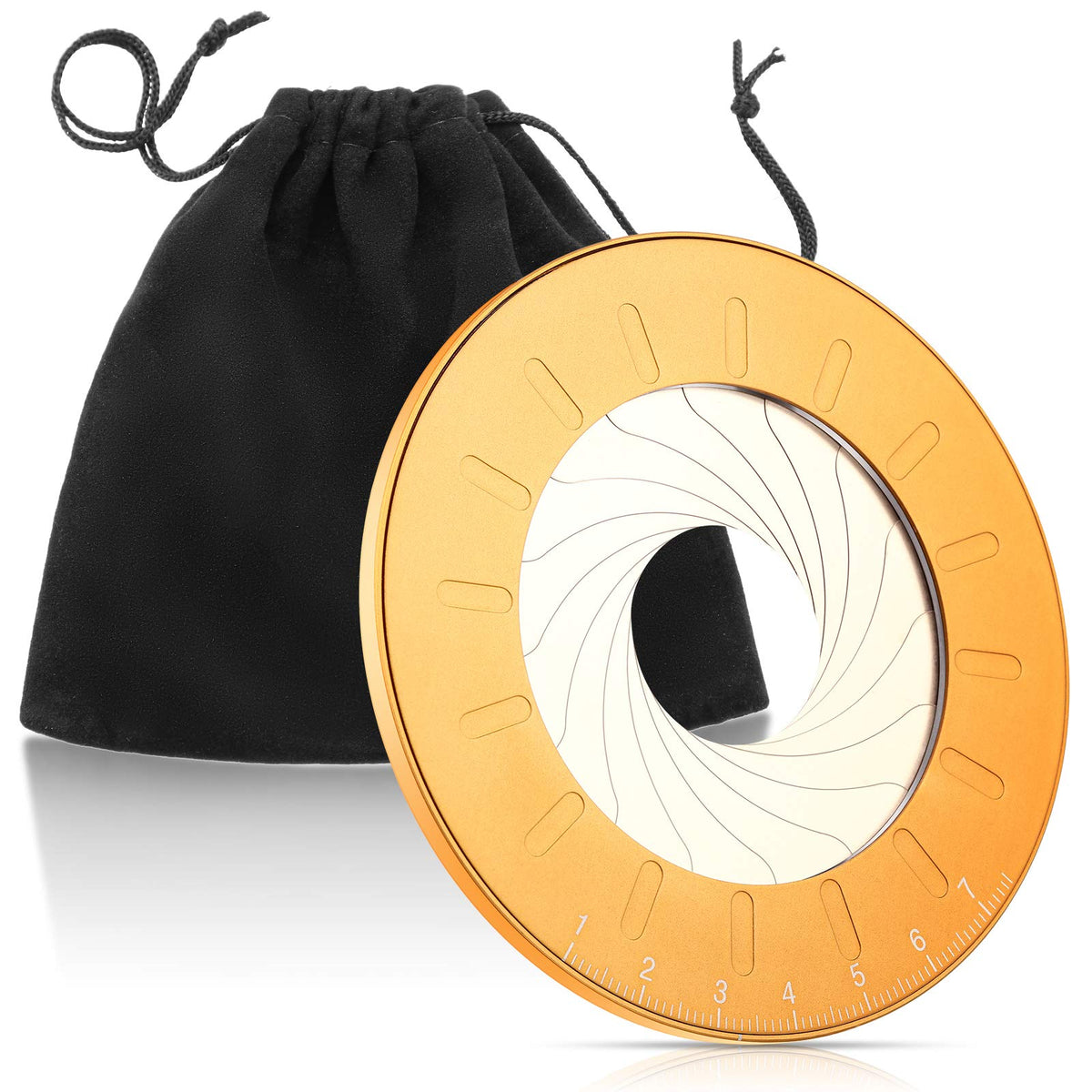 Zonon Circle Drawing Maker Stainless Steel Adjustable Round Circle Template Tool Ring Making Tool with Black Flannelette Bag for Drafting, 125 mm(Yellow)