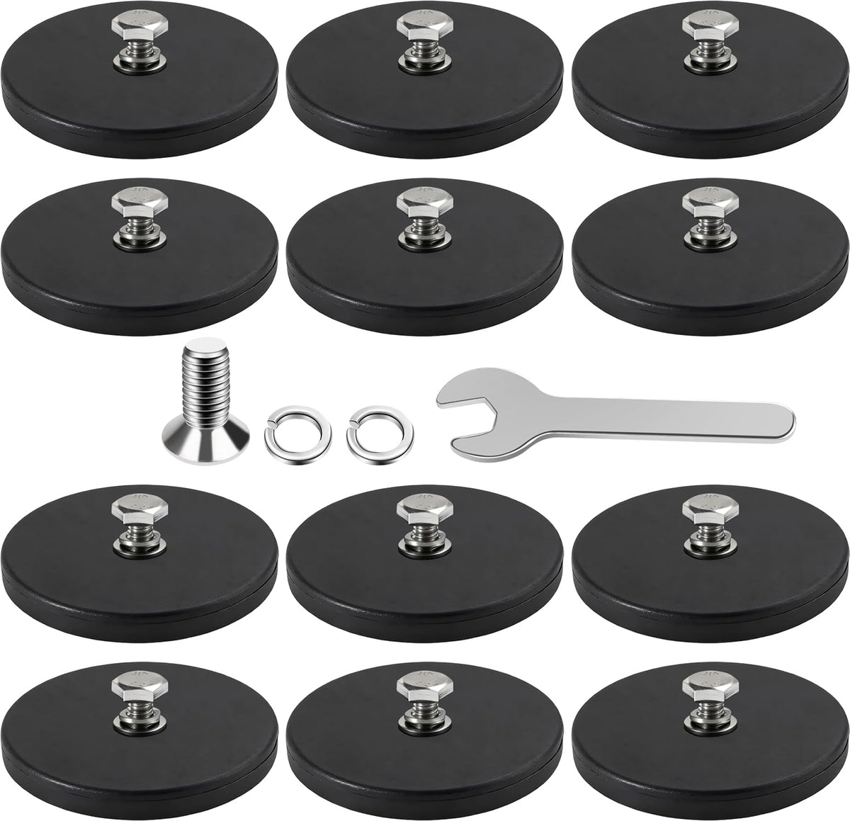 DIYMAG 1/4 inch Rubber Coated Anti-Scratch Mounting Magnet for Camera, Adhesive Power 120LBS 12Pcks Magnets Based with Strong Magnetic License Plate Hold for Light Bar, Mirror, Camera，PTZ