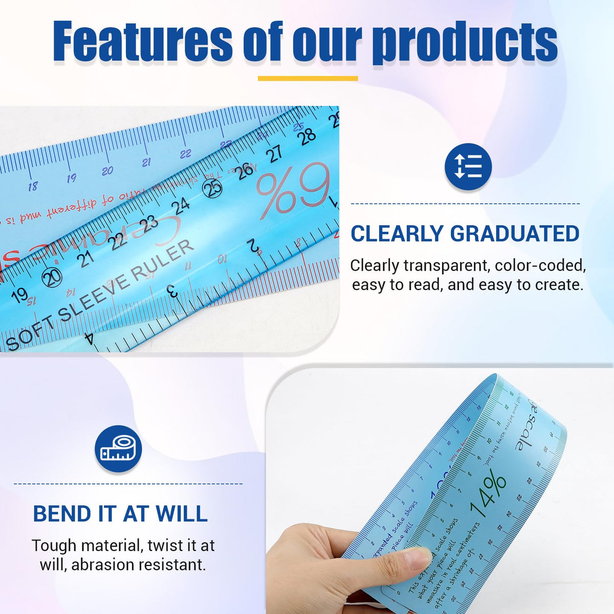 2PCS Clay Shrinkage Ruler Set - Dual Scale Measuring Tool for Pottery, Accurately Calculate Ceramic Shrinkage Before Firing for Potters, Sculptors Art Classes