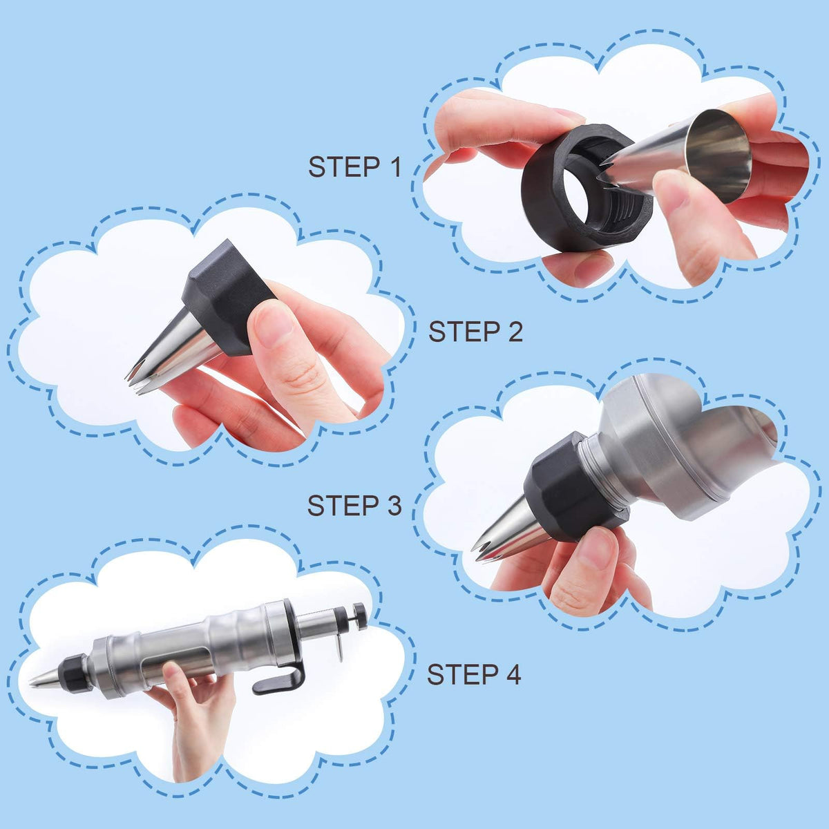 Dessert Decorating Syringe Set, Icing Piping Kit Stainless Steels Cake Decorating Tools 30 Piping Icing Nozzles Cupcake Decorating Kit - Black