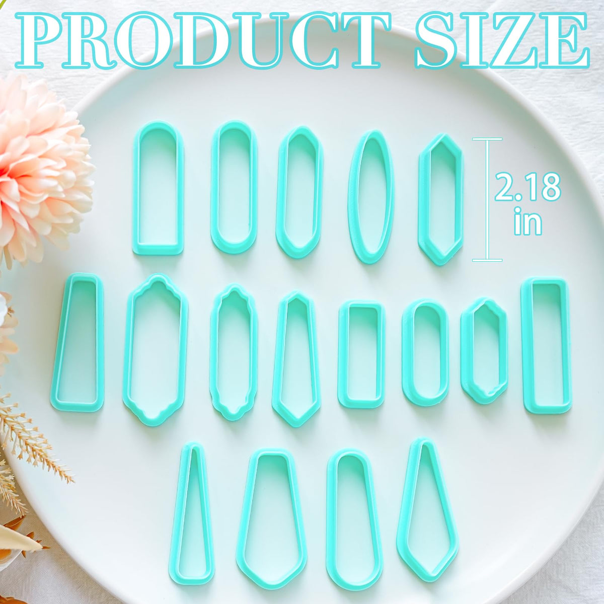 TAINSKY Long Dangle Shape Clay Cutters, 17 Shapes Polymer Clay Cutters for Earrings Making, Long Rectangle Shape Polymer Clay Cutters, Basic Clay Cutters for Polymer Clay Jewelry
