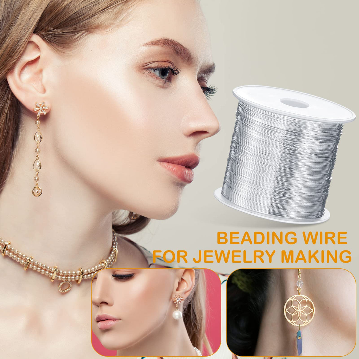 Funrous 5 Rolls 5 Size Jewelry Wire 18, 20, 22, 24, 26 Gauge Copper Wire Kit Jewelry Beading Bendable Craft Metal for Making Crafts, Sculpting with a Pliers(Silver)