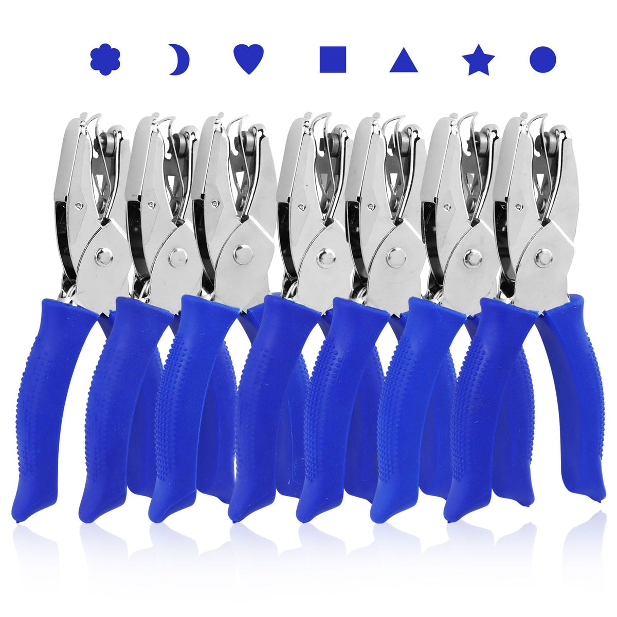 7-Pack Craft Hole Punch Set, Metal Single Hole Puncher with Soft-Grip Handles, 1/4" & 3/16" Multi Shapes for Scrapbooking, Card Making, Office Binder & DIY Crafts