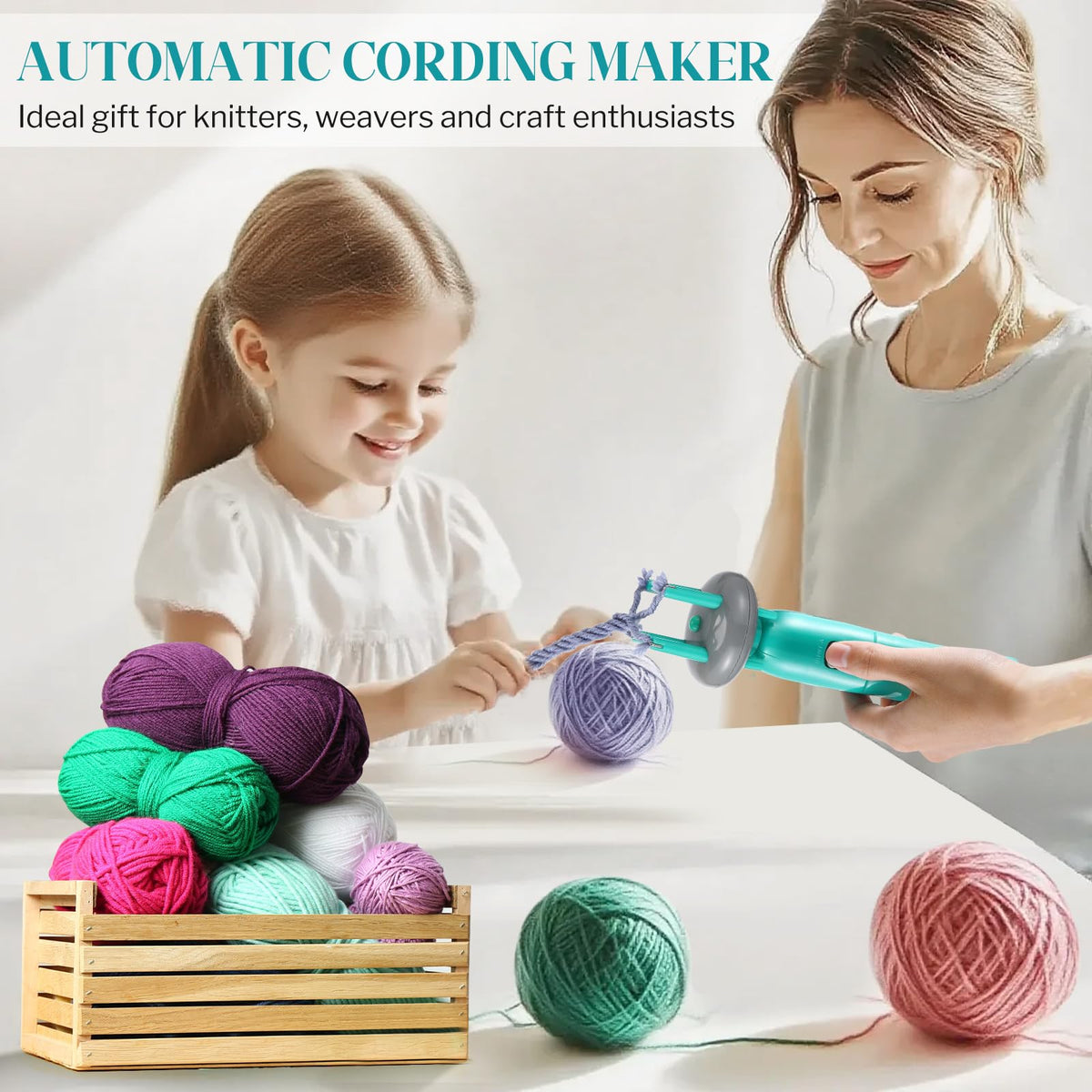 Enhon Cord Maker Portable Fringe Twister, Handheld Cord Maker for Craft Yarn Making Twister for Beginners (Patent Pending) (Green)