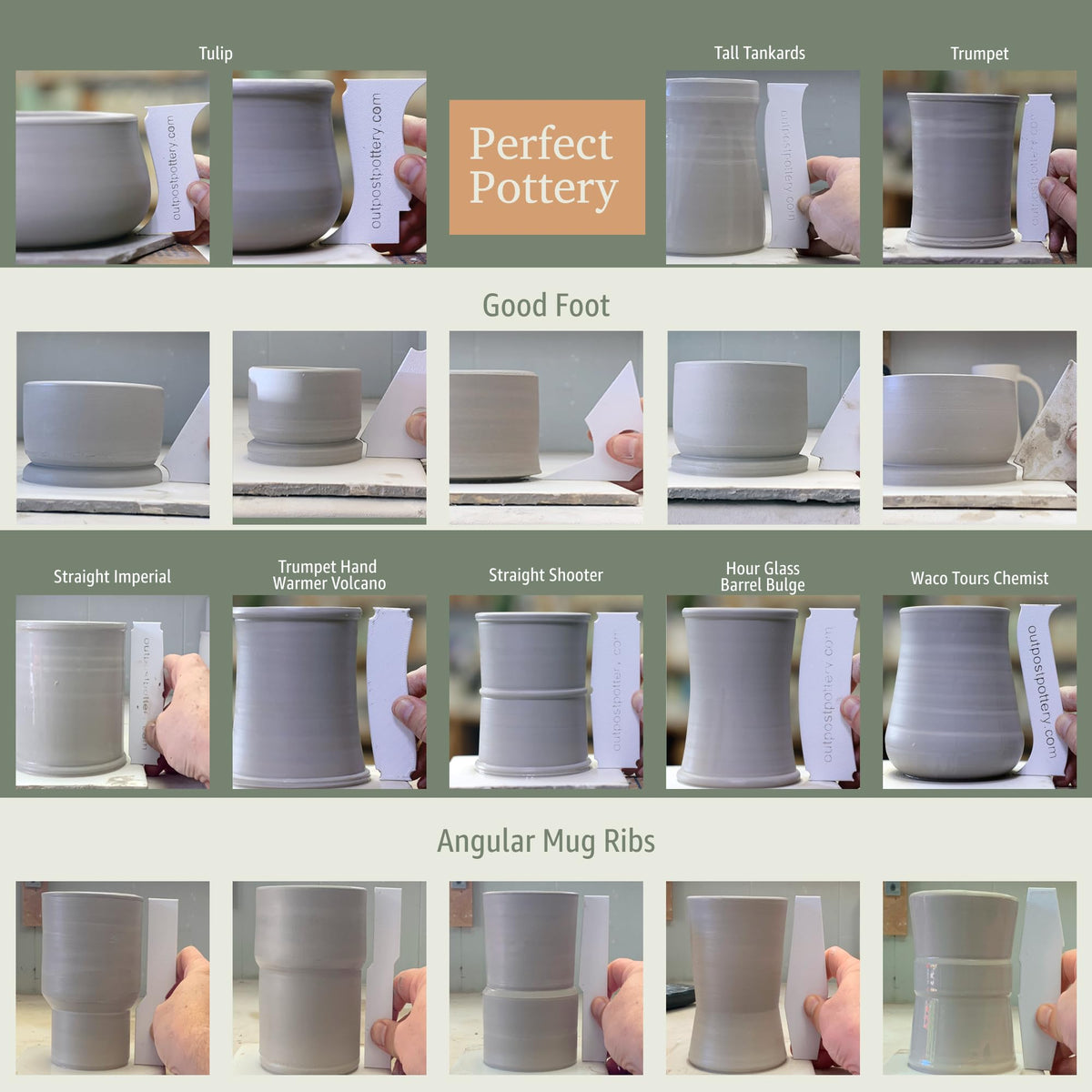OUTPOST POTTERY Profile Ribs - Precision Pottery Rib Tools Made W/Durable PLA for Consistent Shapes, Floating Designs & Accurate Craft - Texture & Trimming Tools (Ultimate Bundle)