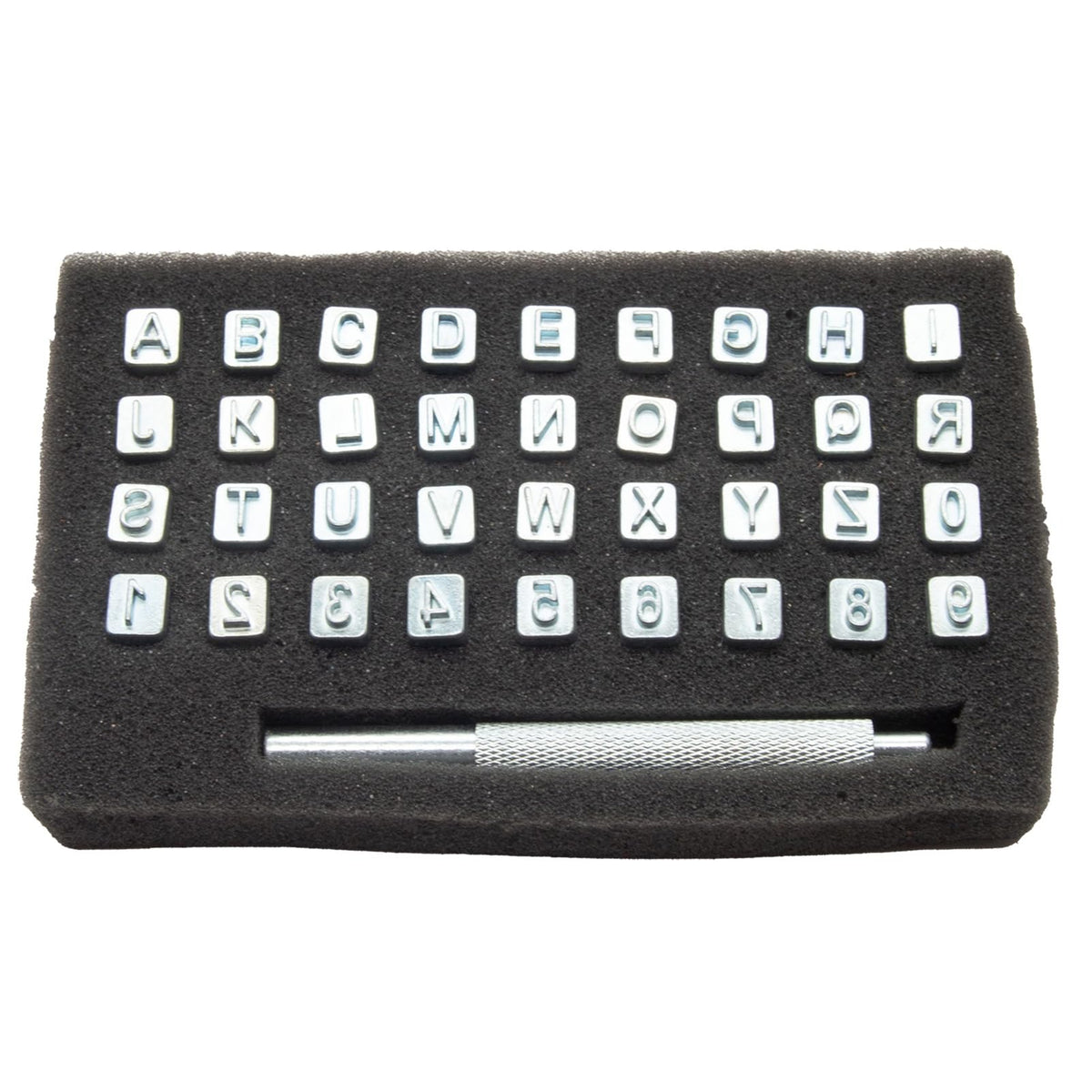 Realeather T8137 Leather Stamps Tool Set for Leather Crafting, Alphabet and Number, 1/4", Chrome, 36-Stamp Heads