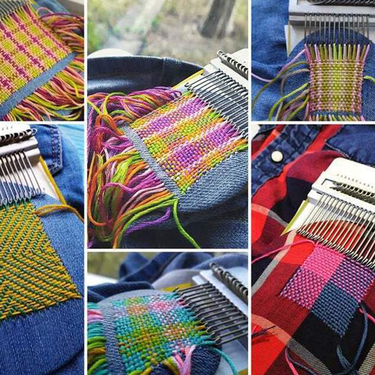 Rumexeng Small Weaving Loom, Wooden Speedweve Darning Loom Type Weave Tool, Convenient DIY Darning Machine for Mending Jeans and Clothes Quickly and Easily, Makes Beautiful Stitching (14 Hooks)