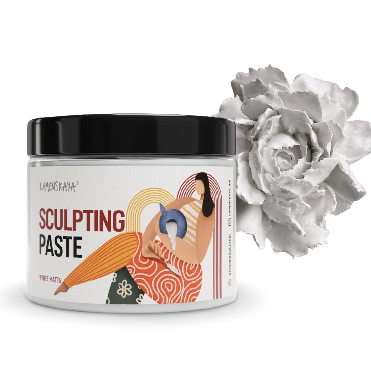 Kamenskaya Sculpture Paste - Paper Paste for Sculpting - White Matte, 500 ml (16.9 fl oz)