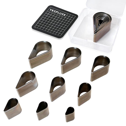 YKSPLUSK 9 Pcs Leather Hole Cutter Set, 9 Sizes Teardrop Shaped Cutting Dies Tool, Cutting Mold Punching Die Set for DIY Craft, Leather Cutter Hollow Punching with Box