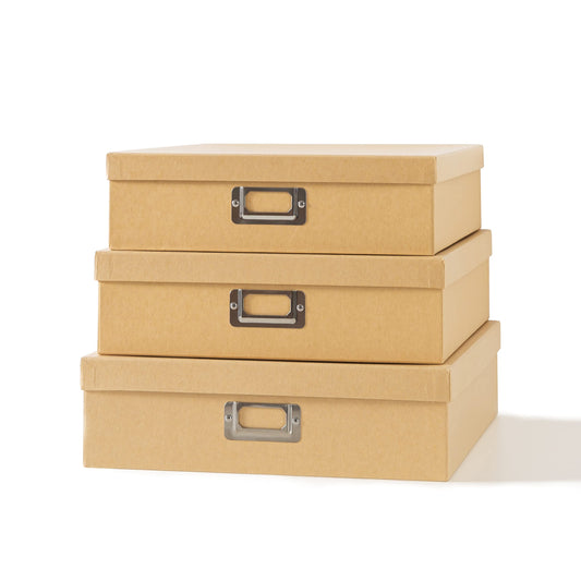 Soul & Lane Decorative Storage Boxes with Lids, Paper Storage Box Set for Keepsakes and Photos, Decorative Boxes for Home Decor, Stationery, Office Organizers, Just the Basics