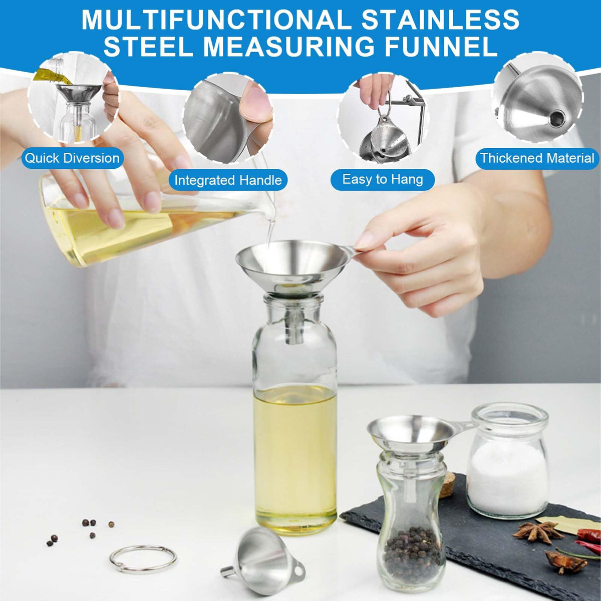 Measuring Cups and Spoons Set 26 Piece, 11 Stainless Steel Nesting Measuring Spoons and Cups with 8 Plastic Measuring Cup, 3 Funnel, 3 Brush, 1 Ruler, Measuring Cup Set for Kitchen Baking Liquid Dry