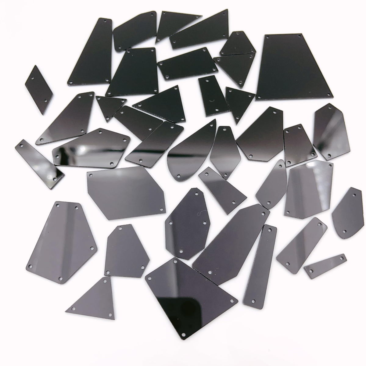 NUO RUI Black Sew on Rhinestones, Crystal Sewing Mirrored Beads for DIY Mirror Suits Dress Costume Accessories (100)
