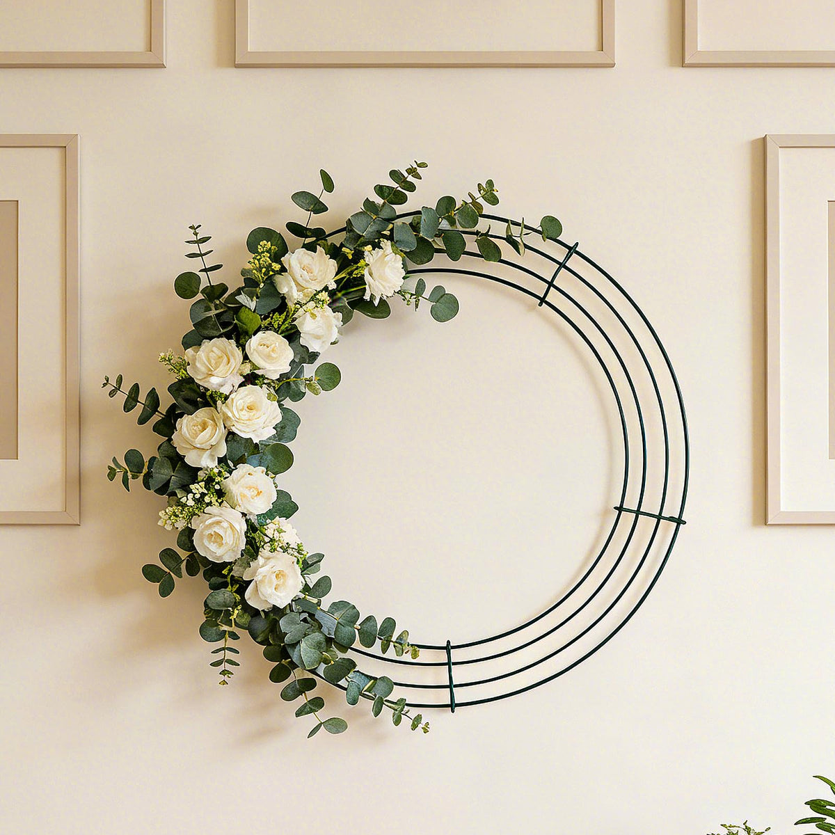 MUKCHAP 20 Pack 10 Inch Round Metal Wreath Frame Ring, Floral Wire Wreath Form for DIY Crafts, Wedding, Party, Green