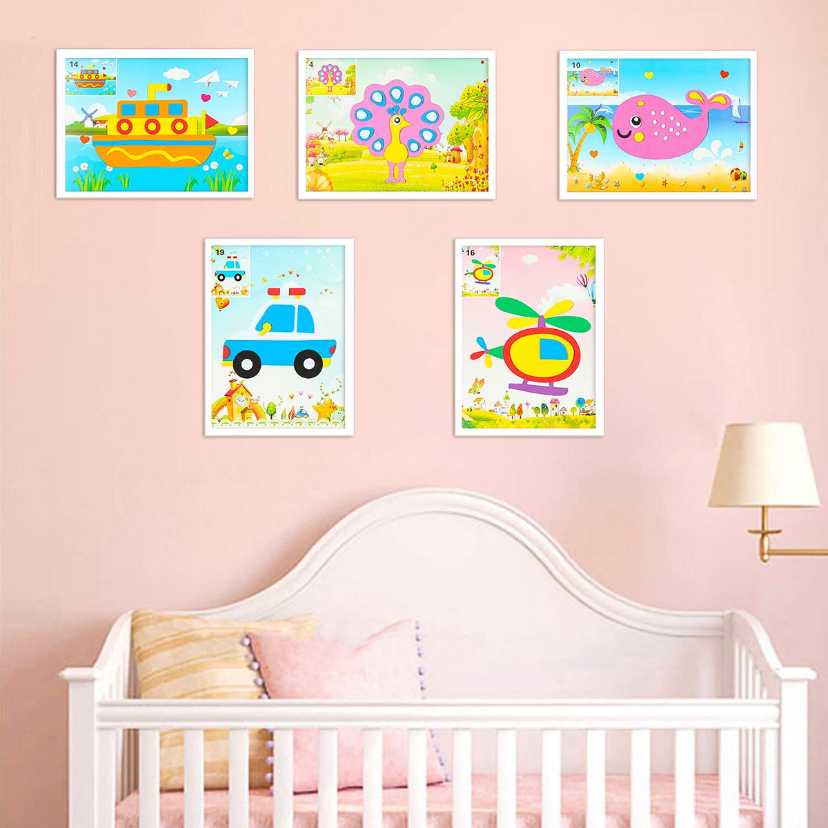 MALLMALL6 20Pcs Mosaic Sticker Art Kits for Kids Toddler Unisex