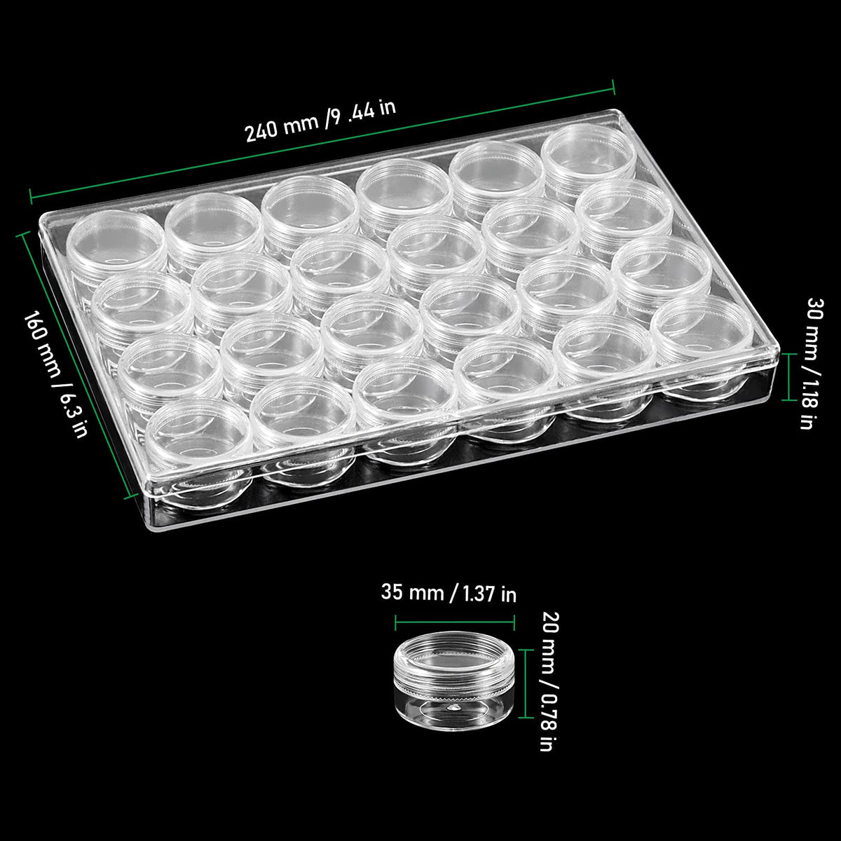 ZOENHOU 4 Pack 24 Grids Diamond Painting Storage Containers, Embroidery Diamond Storage Box Beads Organizer Case with Lid Clear Nail Art Accessories for Jewelry DIY