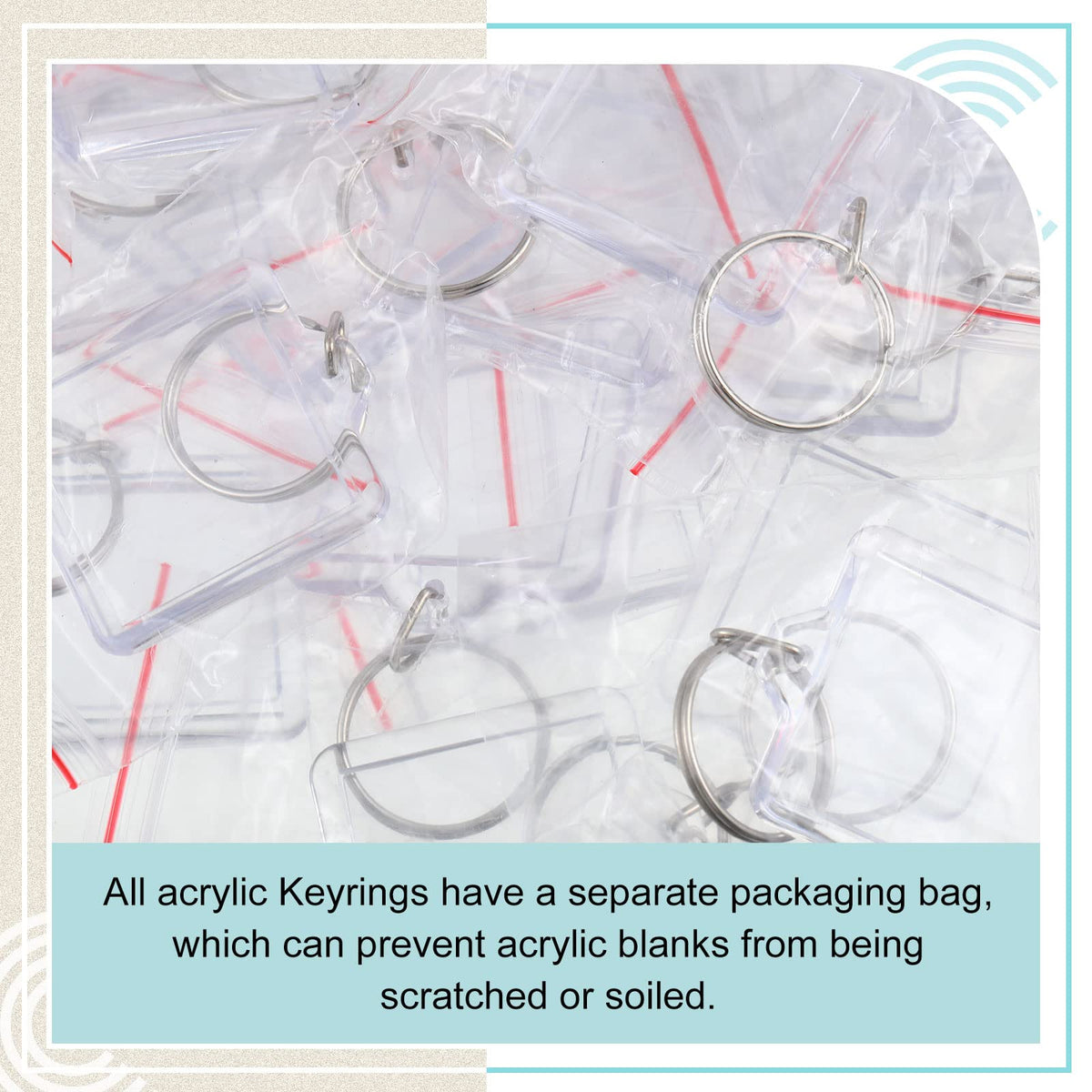 Yaomiao 50 Set Acrylic Photo Keychain with Tassel Clear Blank Custom Keychain Frame Holder Insert Picture Keyring Making Kit (Square)