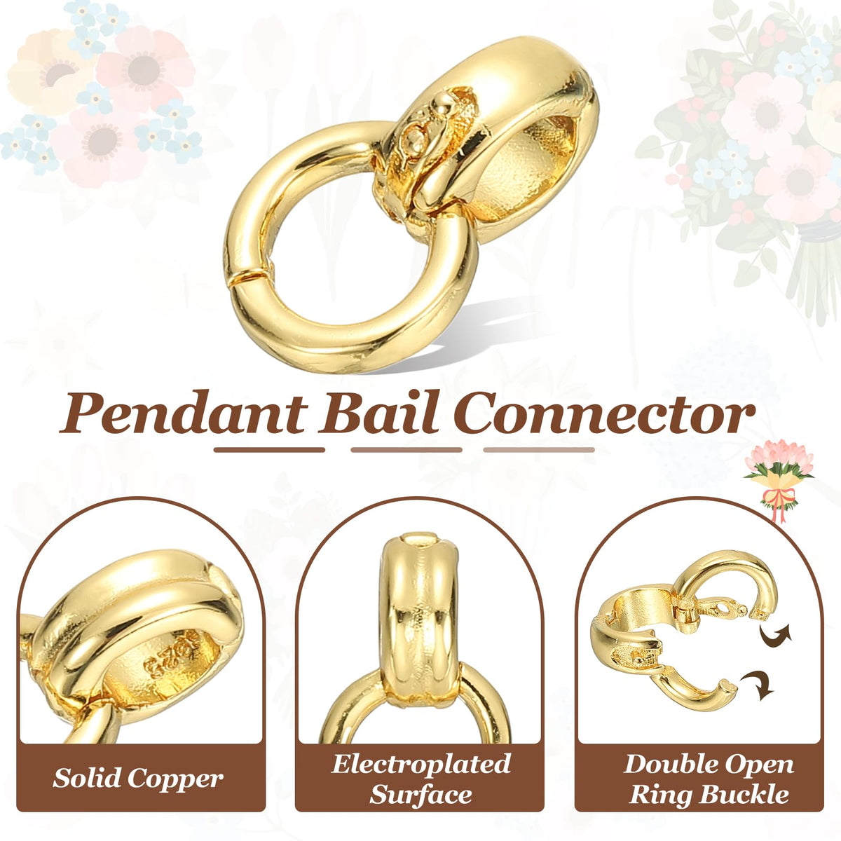 PATIKIL 2 Pcs Bails for Jewelry Making, 14.5mm Pendant Bail Connector Double Bail Clasps for Bracelet Necklace Pendants Dangle Charm DIY Craft, Gold
