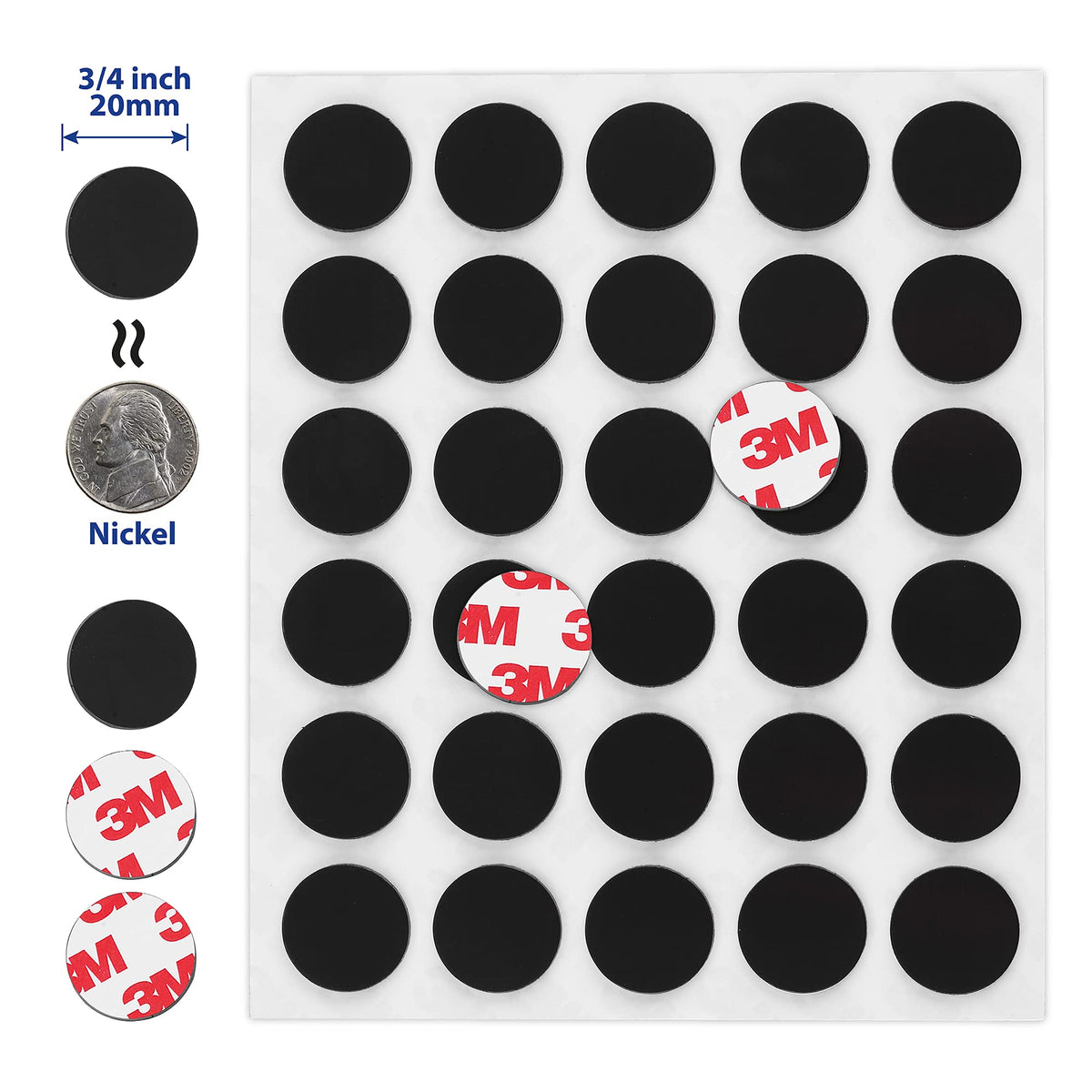 Magnetic Dots 120pcs - Round Magnets with Adhesive Backing, Circle Size Diameter 0.8’” x 0.08” on 4 Tape Sheets, with 3M Strong Adhesive Backing. Perfect for DIY, Art Projects, Industrial & Fridge