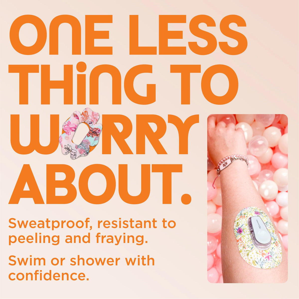 ExpressionMed - Adhesive Patches for Dexcom G7 and Stelo (5-Pack) - Made in The USA, Waterproof, Non-Fraying, Pre-Cut CGM Sensor Tapes (Pastel Flowers Variety Pack - Flower Shape)