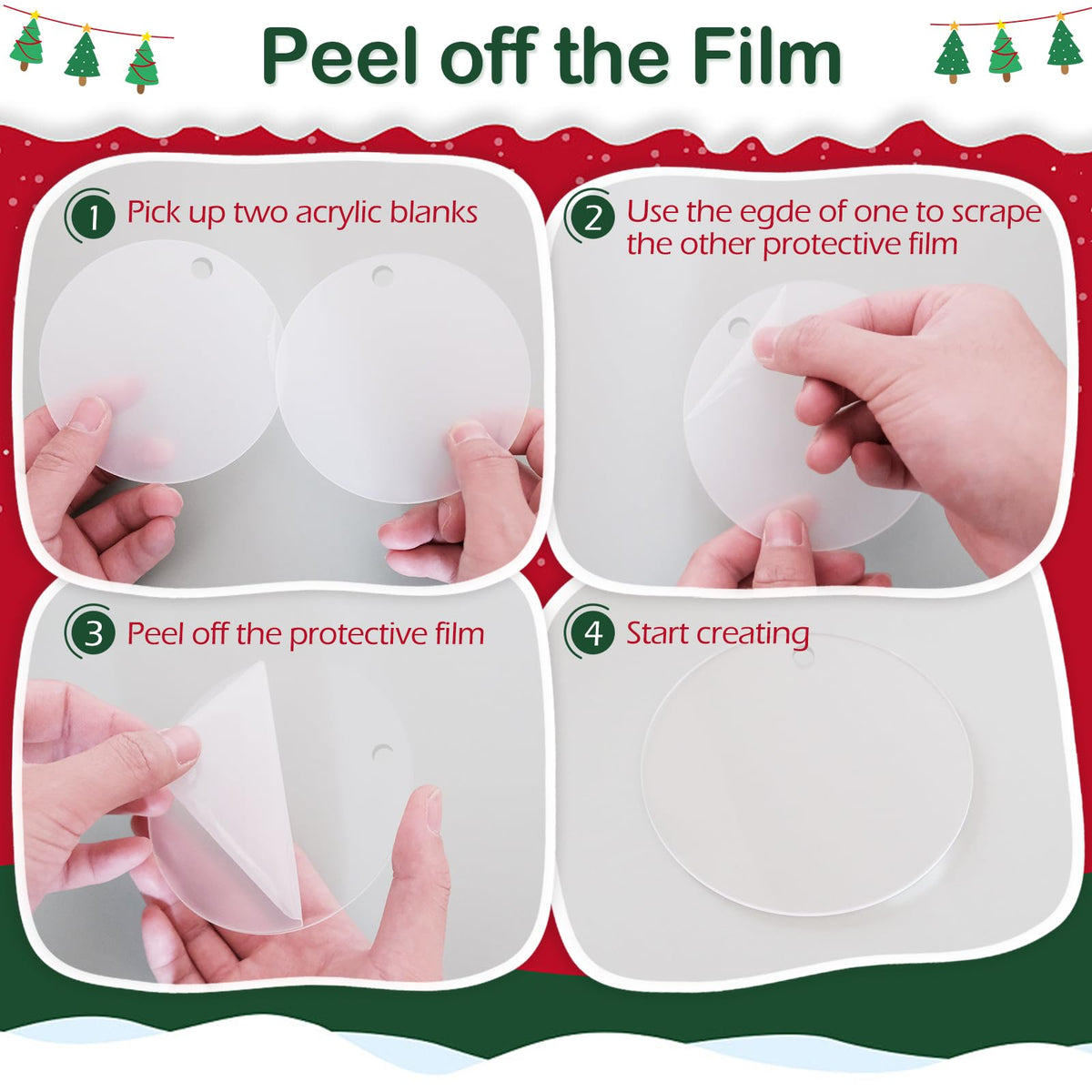 30 Pieces Clear Round Acrylic Keychain Blanks for Vinyl, 2.5 Inch Clear Round Acrylic Ornament Blanks with Hole, Perfect for Making Ornaments, Keychains, DIY Craft Project