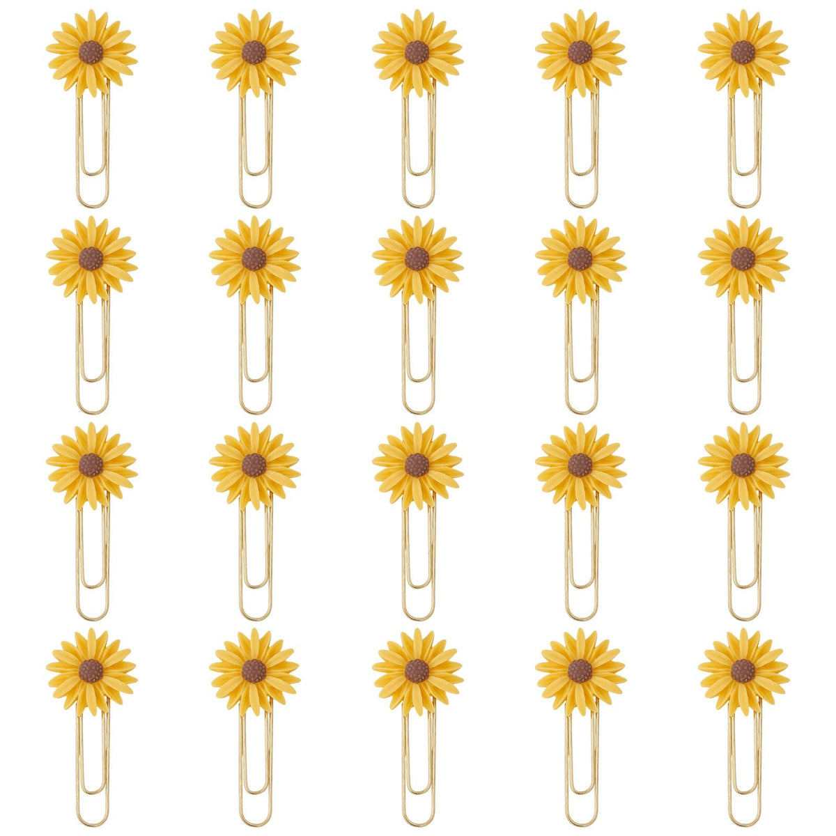 CONCHLERY 40 Pcs Daisy Flower Paper Clips Bookmark Paperclips Bookmark with Resin Flower Note Clips Book Markers for Office Home Bookworm Use, Golden