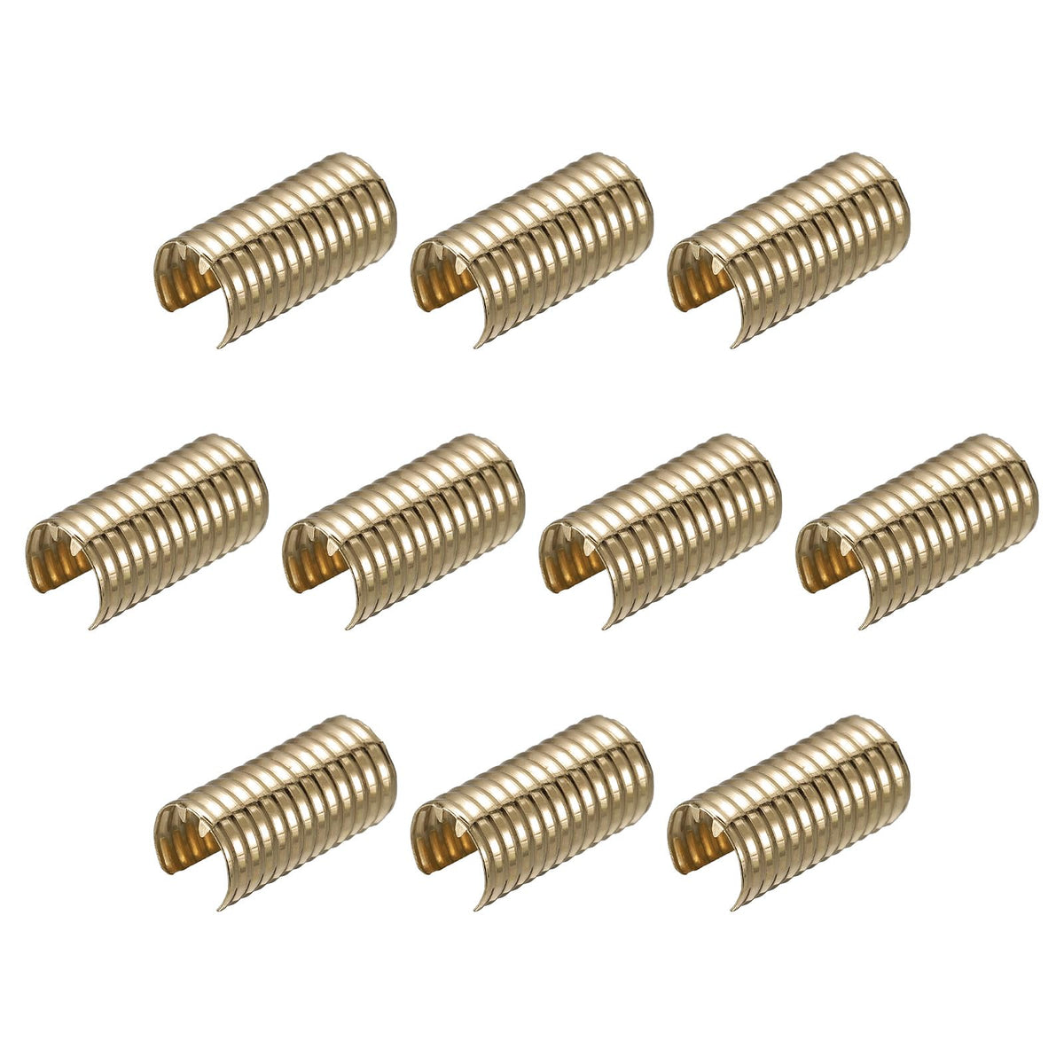 uxcell Leather Rope Clip, 100Pcs Cylindrical Crimping Cord Crimps Foldable String Leather Cord Fastener for DIY Lanyard, Tassel, Jewelry Making, Golden