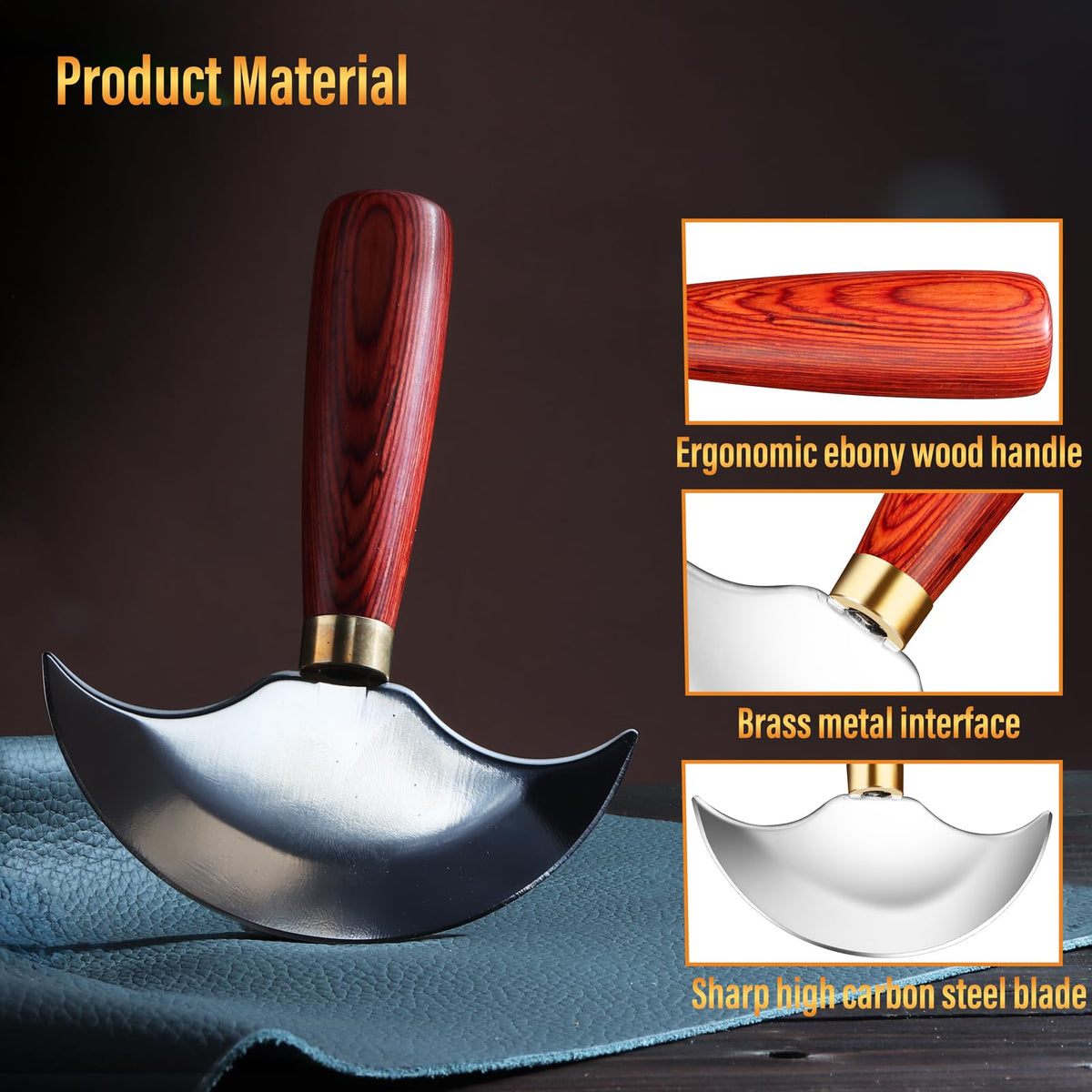 Coowolf Leather Knife with Wooden Handle, Leather Working Tools for Cutting Skiving and Trimming