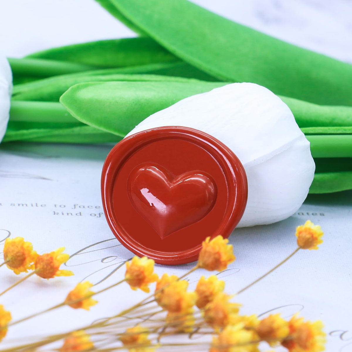 SWANGSA 3D Heart Seal Stamp Kit With 200pcs Wax Beads, Great for Embellishment of Invitations, Wine Packages, Gift Ideas