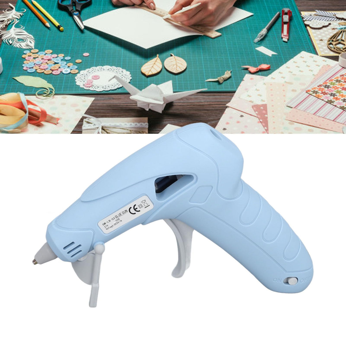 Cordless Hot Glue Gun, USB Rechargeable, Fast Preheating, Kit with 30 Glue Sticks, Portable, for Art and Decorations