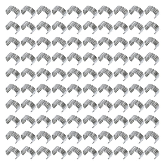 Qimoo Leather Rope Clip, 100pcs Silver Cylindrical Crimping Cord Crimps 9x13mm String Leather Cord Fastener for Leather Tassel Bracelet Necklace Jewelry Making