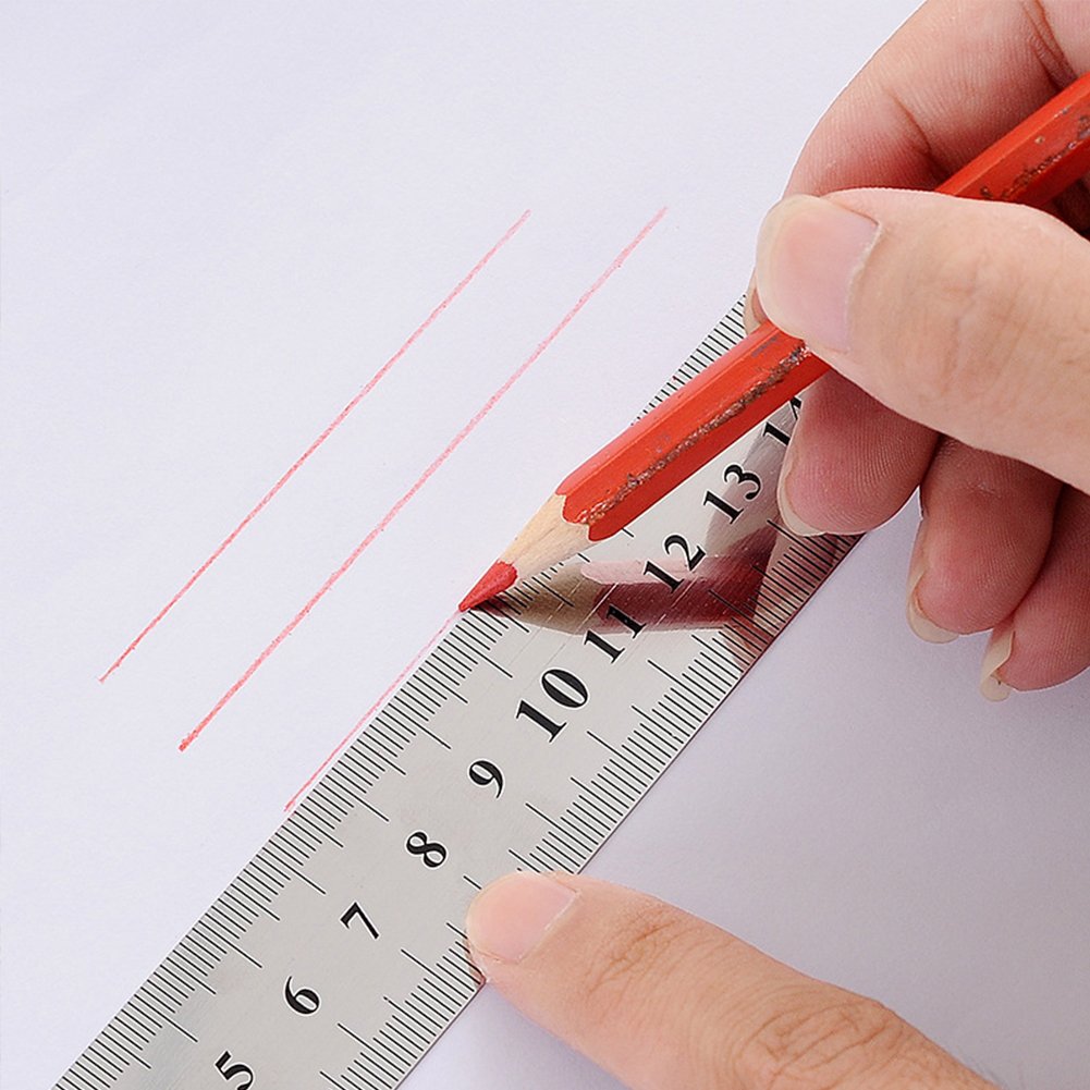 ZZTX Metal Ruler Stainless Steel Ruler Straight Edge Measuring Tool 6 Inch +12 Inch + 16 Inch 6 Pack Set