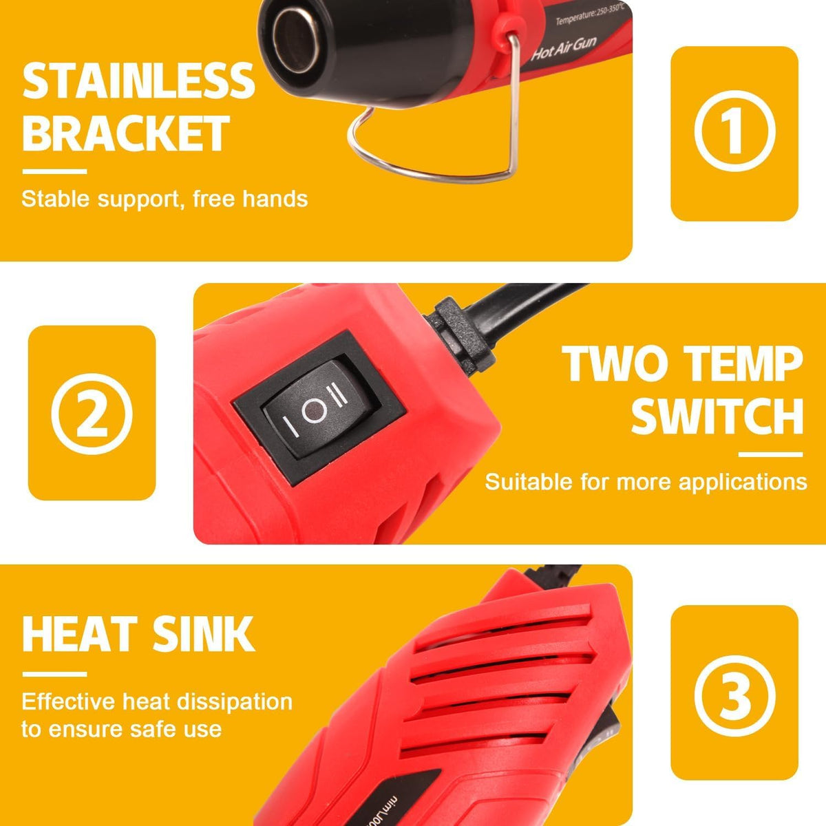 LDK Heat Gun for Crafting, Mini Dual Temp Hot Air Gun Tool with Reflector Nozzle for Epoxy Resin, Shrink Wrapping, Vinyl Wrap, Embossing, Electronics, Candle Making, Phone Repair & DIY