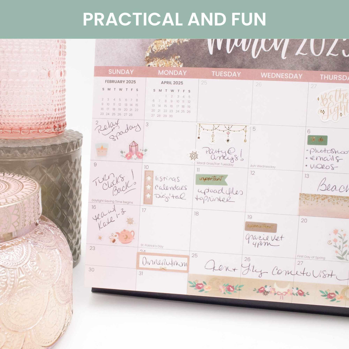 bloom daily planners x Simply Gilded Aesthetic Neutral Planner Stickers (8 Sheets / 435 Stickers) - Bohemian Variety Pack with Gold Foil for Decorating, Planning, Scrapbooking